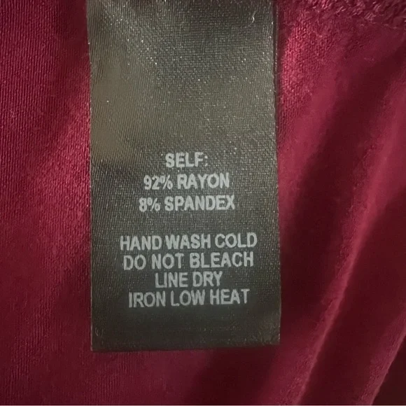 Elegant Burgundy A-Line Swing Dress 3/4” sleeve women’s size S pull on - Picture 5 of 5